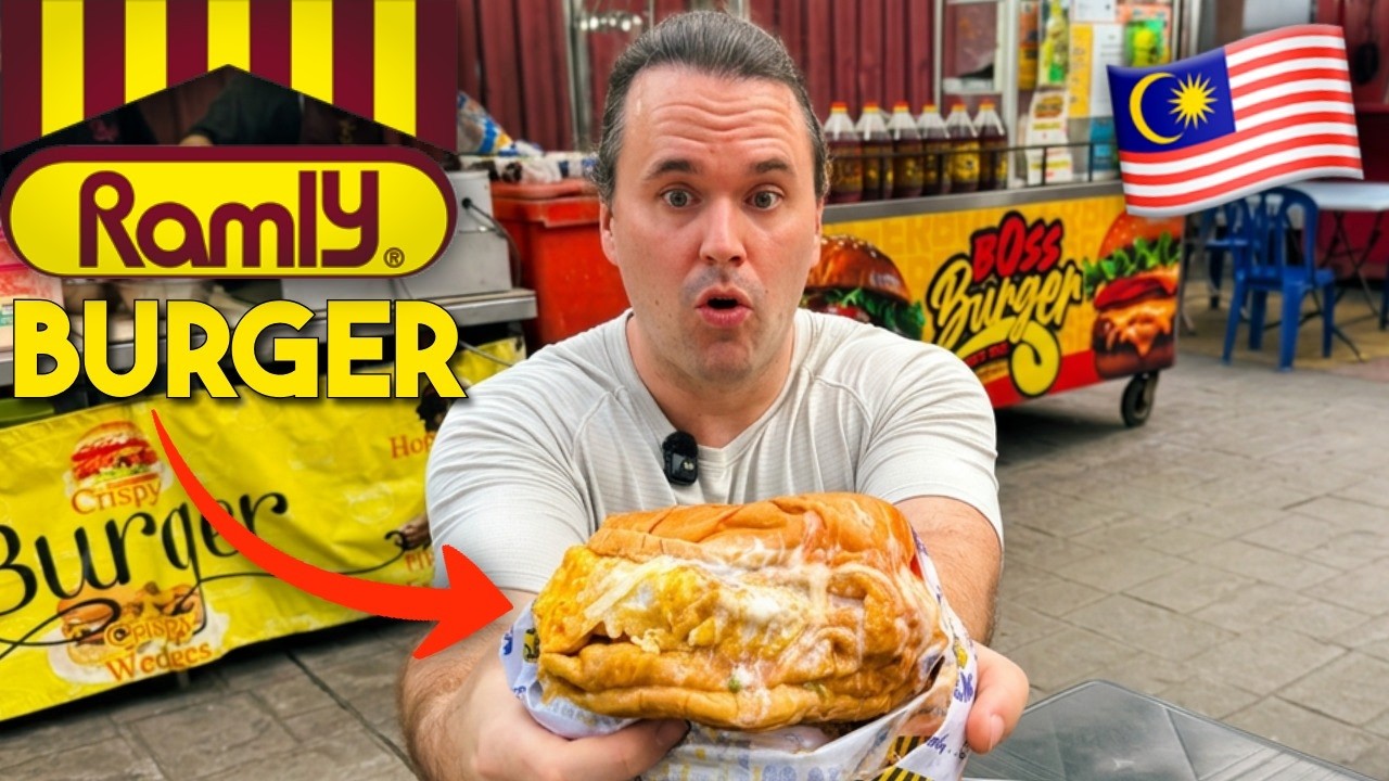 Our video: trying the egg-wrapped Ramly Burger at Boss Burger on Jalan Alor.